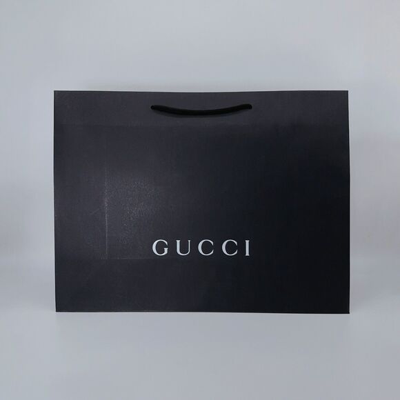 AUTHENTIC GUCCI Black White Logo Large 18.5 X 14 X 6.5 Paper Shopping Gift Bag - Picture 1 of 10